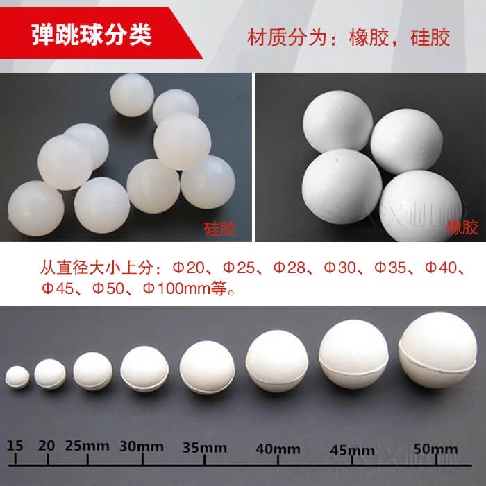 彈跳球由：硅膠于橡膠兩種材質。不同材質有不同的優勢。